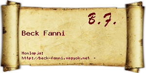 Beck Fanni névjegykártya