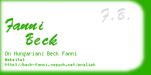 fanni beck business card